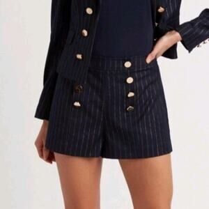 Choosy Shorts Women's Size 0 Sailor Navy Blue Pinstripe NWT Button Detail